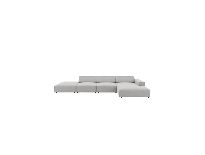 Design Ecksofa „Jodie“ mit abgerundeten Ottomanen (5-Sitzer) Strukturstoff Hellgrau Chosen by Bloomingloft