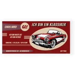 Einladungskarte 60. Geburtstag: Klassiker 60 in Dunkelrot