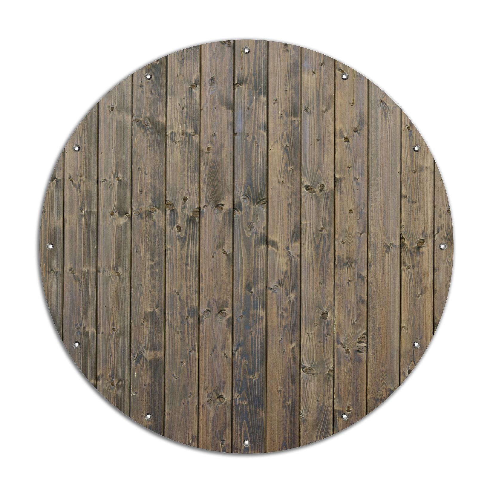 Wallario Gartenposter ca. 180 x 180cm, 2-teilig Holzpaneelen in grau braun - Holzmuster mit Maserung