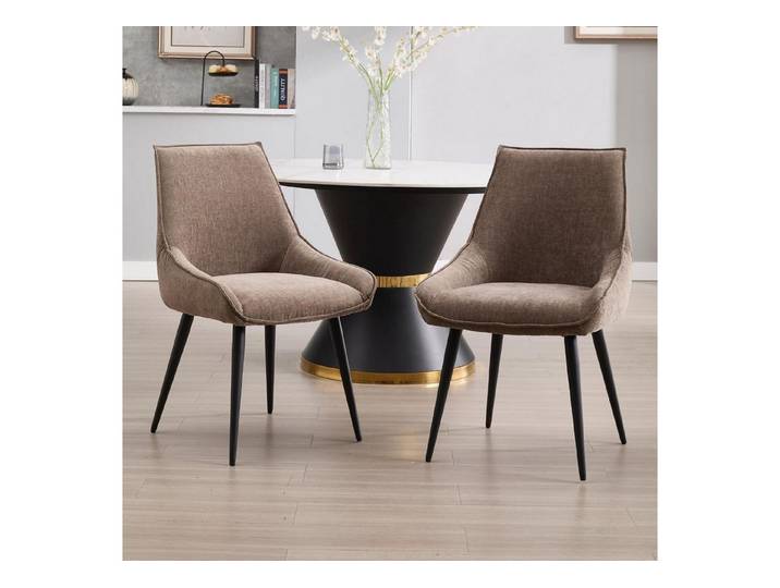 LuxusKollektion Esszimmerstuhl Esszimmerstühle 2er Set Chenille Gepolstert Akzentstühle Kaffee