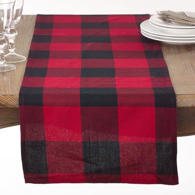 Saro Lifestyle Cotton Table Runner with Buffalo Plaid Pattern