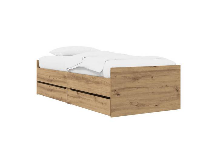 vidaXL Bett Bettrahmen Kunsthandwerk Eiche Massives Kiefernholz (1-tlg)