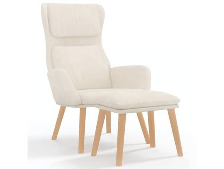 Heofavd Relaxsessel mit Hocker 2-Teilig Cremeweiß Samt Sessel