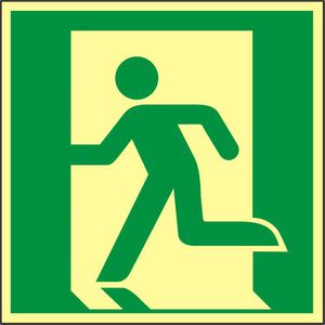 Abtec Hinweisschild ISO 7010 E001, Kunststoff, 15 x 15 cm, langnachleuchtend, Notausgang links