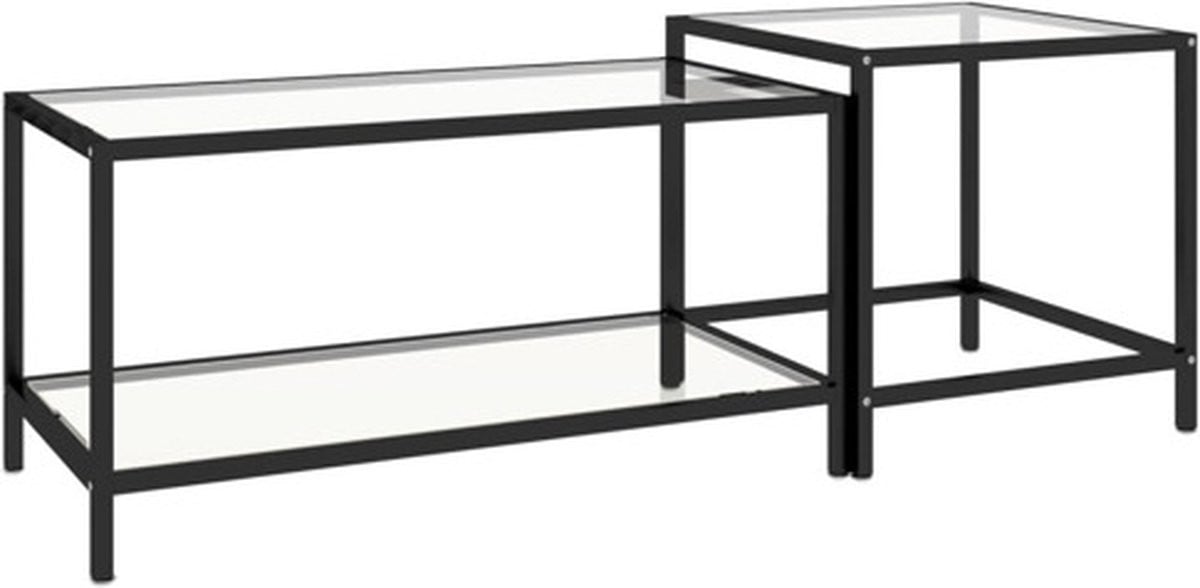 vidaXL Salontafelset van 2 stuks met gehard transparant glas