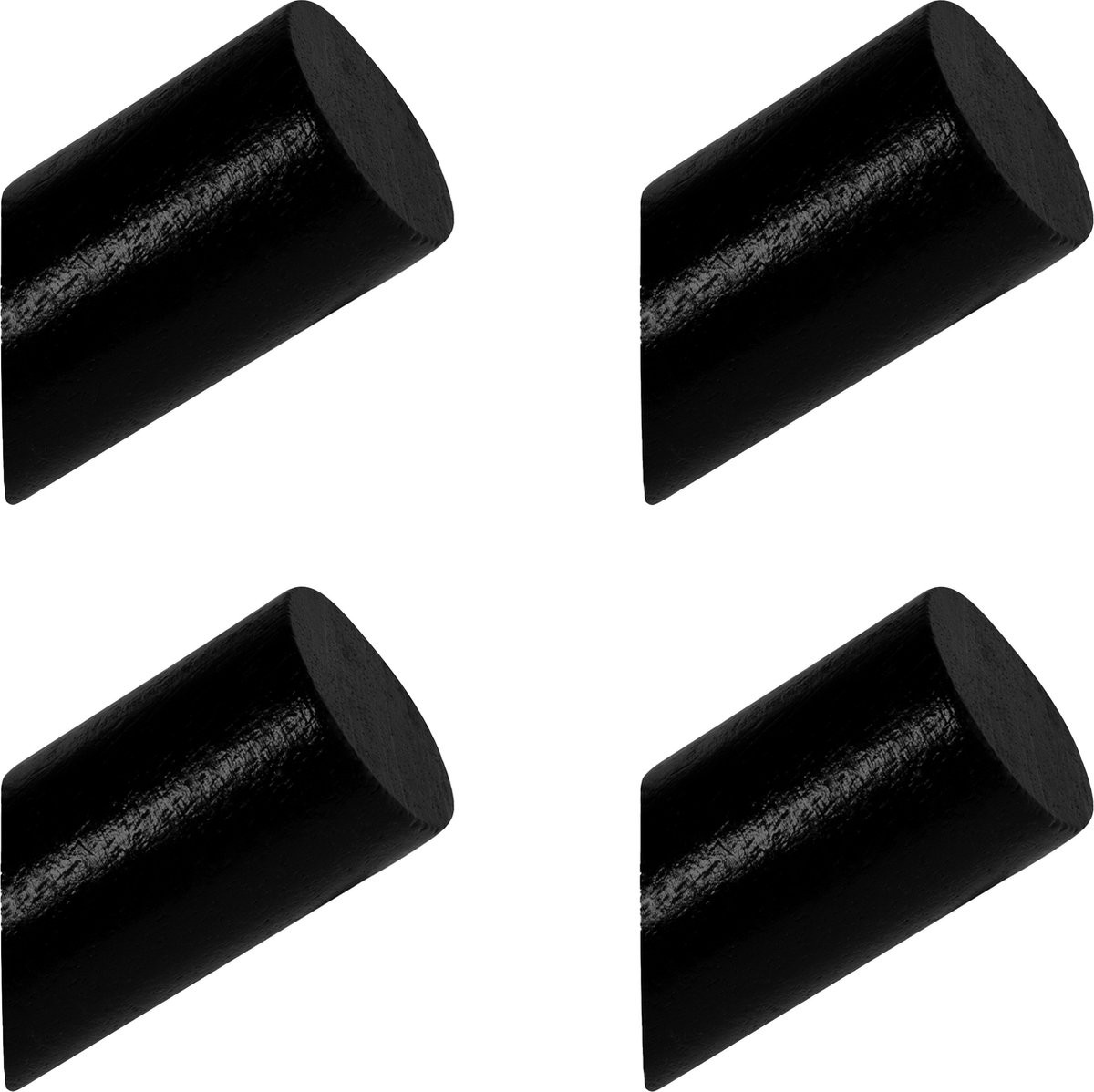 QUVIO Wandkapstok Set van 4 - Zwart - Diameter: 3 cm