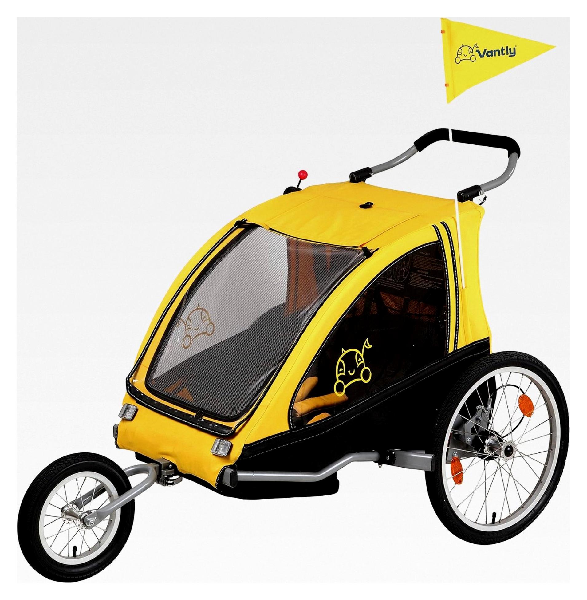 Sportlicher Kinderanhänger, Zweisitzer, Dual, gefedert