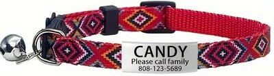 Uplift Essentials Personalized Bohemian Safety Collar With Custom ID Tag & Bell red