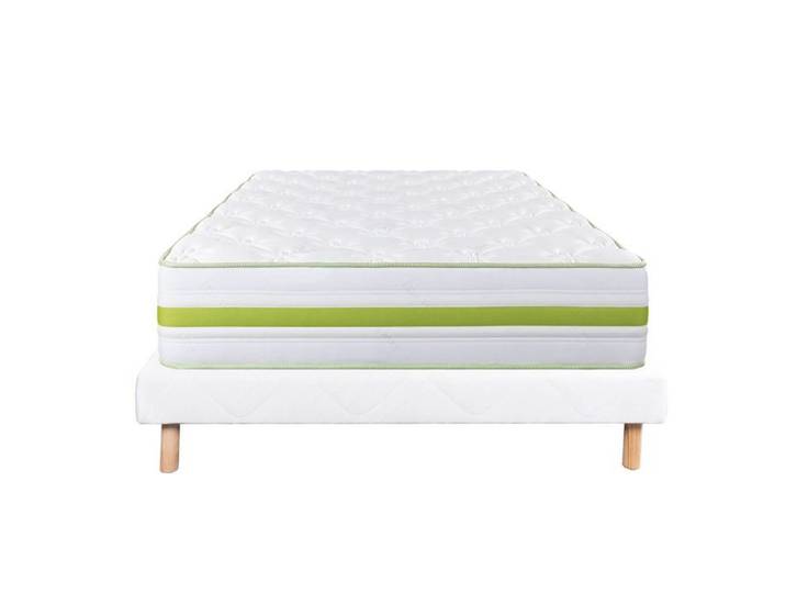 REVA - Ensemble Matelas Mousse Ep.30cm + Sommier Tapissier Blanc 160x200 cm