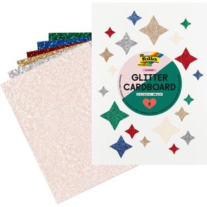 Folia Fotokarton Glitterkarton Classic, 17,4 x 24,5 cm, 6 Farben sortiert, 400g/m², 6 Blatt