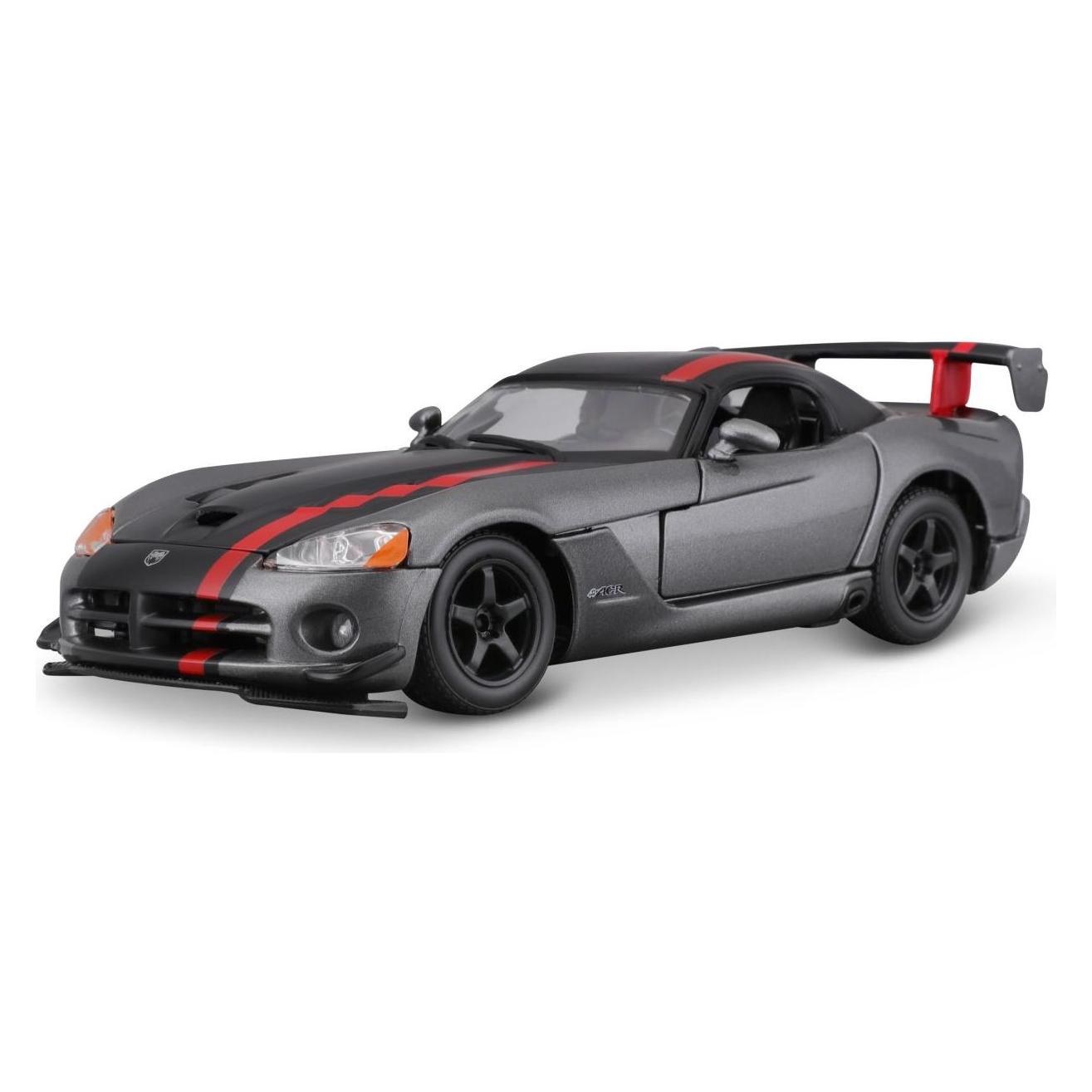 Bburago 18/22114 Diecast 1:24 Official Dodge Viper SRT 10 ACR Gray with Red Details for 3+ Years (18 (1822114-GY)