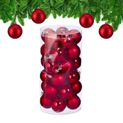 Relaxdays Weihnachtskugeln im 30er Set Rot,Silber