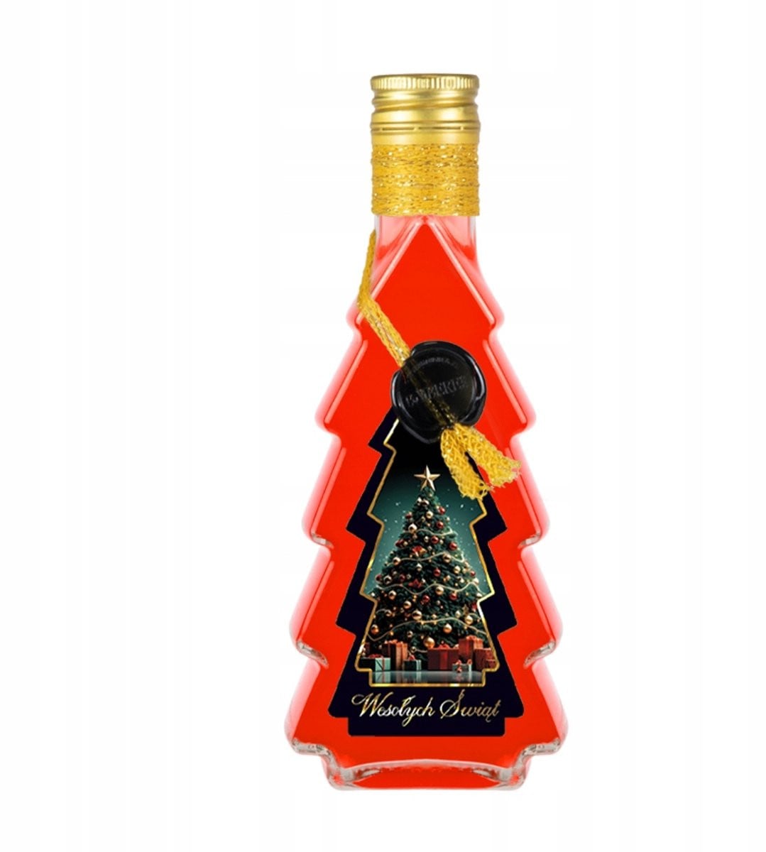 Bimberek Decoratieve Glazen Fles Kerstboom Vorm Handbeschilderd 500ml