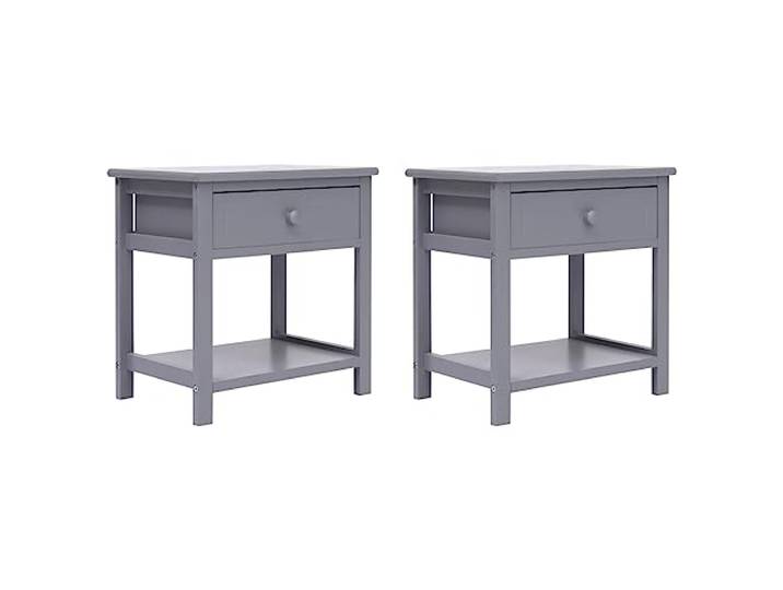 LKJephalotrope Nachttische 2er Set Grau 40x29x42cm Beistelltische Kompakte Nachtschränke für Schlafzimmer mit 1 Schublade und Ablagefach aus Paulowniaholz und MDF im 2er Set.