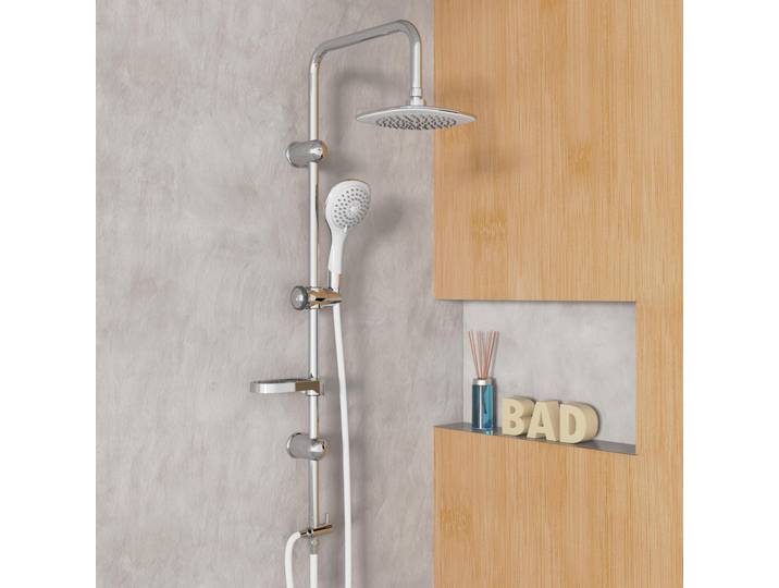 eisl set de douche SHOWER DREAM\, douche de pluie sans robinet\, système de douche\, pommeau de douche\, douche chrome/blanc