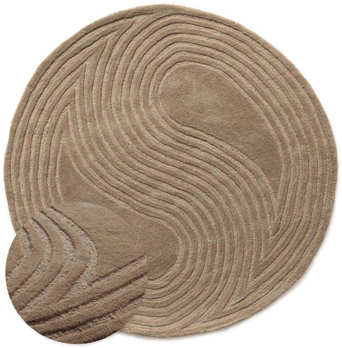 Nordic Weavers Rond design vloerkleed Balans Dual beige abstract scandinavian stijl
