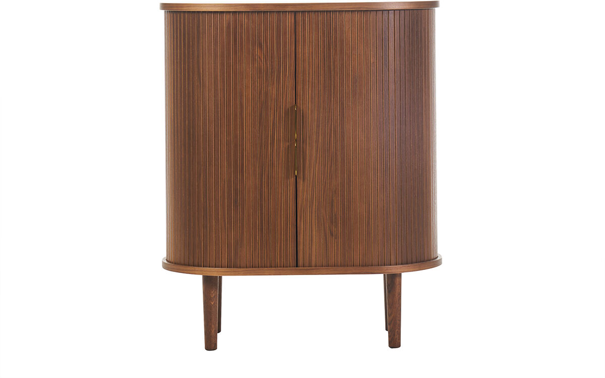 Miliboo Vintage hoher Buffetschrank mit dunklen Nussbaum-Schiebetüren L70 cm EPIC