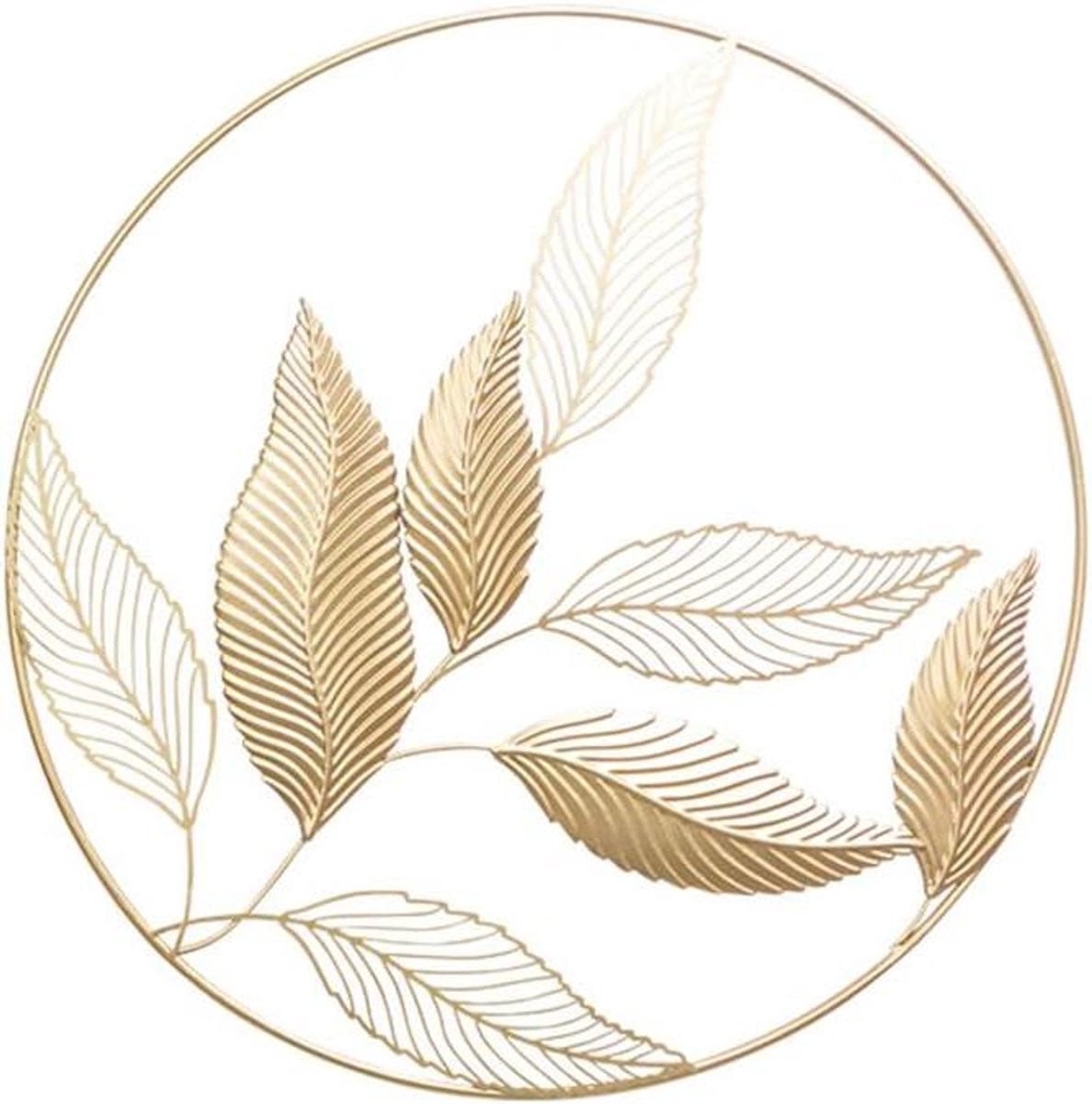 Blad wanddecoratie - Metalen kunst - Goud - 66 x 66 cm