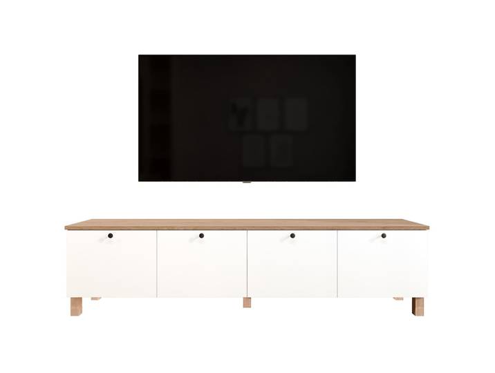 TV-Möbel Georis Weiss/Eiche Holzwerkwerkstoff B 180 cm