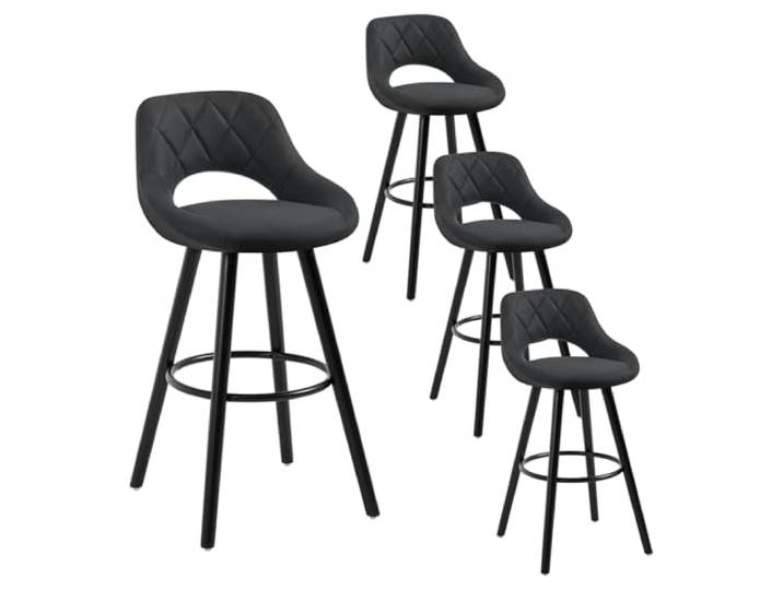 WOLTU Barhocker 4er Set, Hocker mit Lehne, aus Holz Stoffbezug, Anthrazit Barstuhl mit Fußstütze, Küchenhocker Thekenhocker, für Bar Küche Theke Restaurant Café