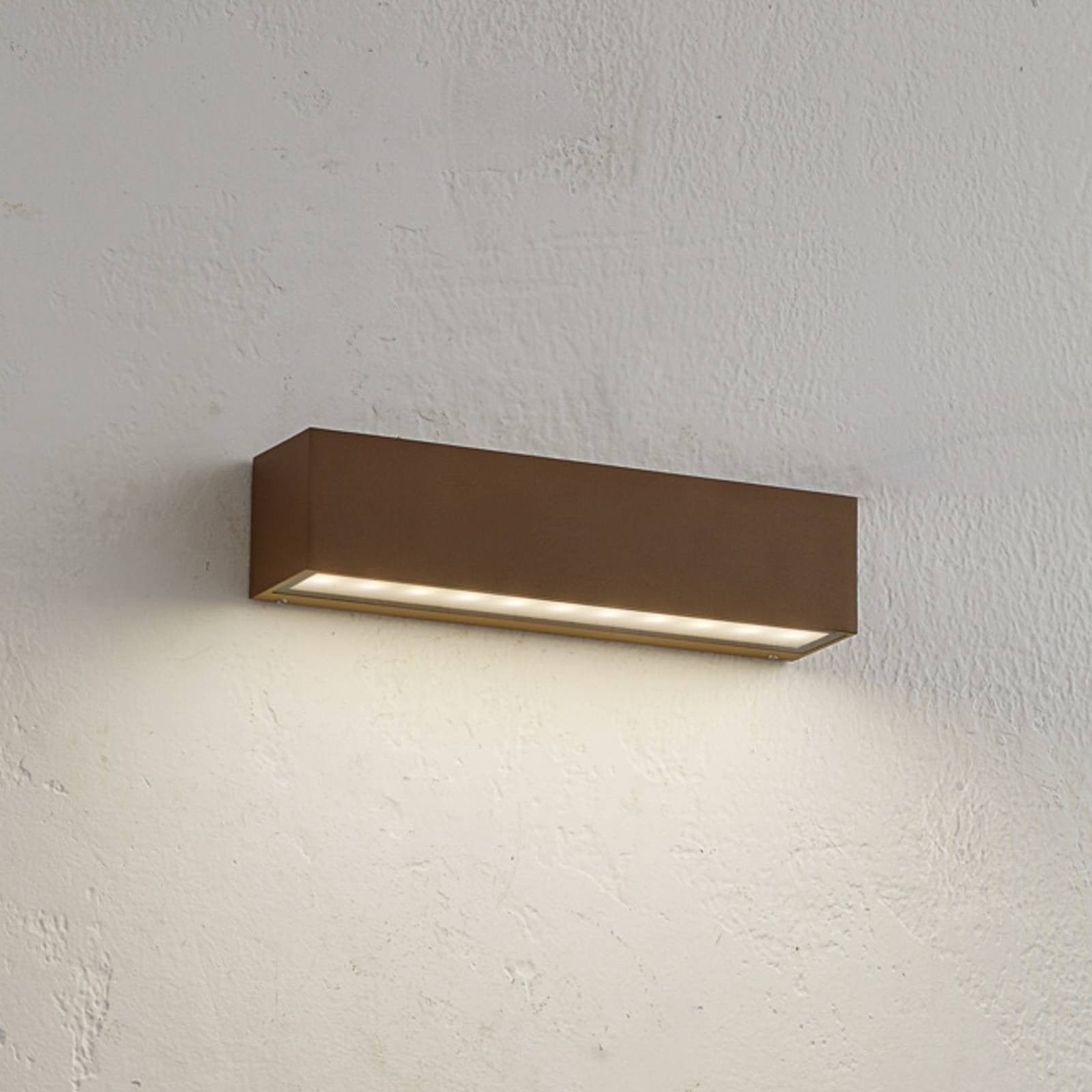 Lucande Lengo LED buiten wandlamp - Bruin - Modern - Aluminium en Glas - 25 cm