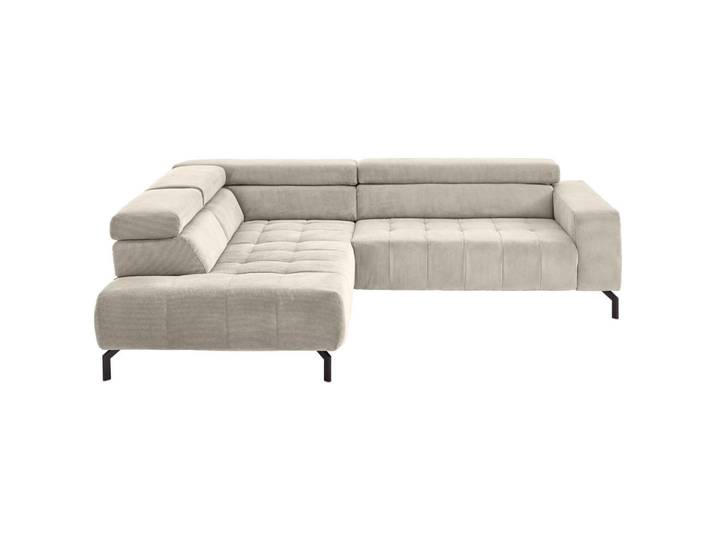Beldomo Style Ecksofa, Hellbraun, Metall, 3-Sitzer, Ottomane links, L-Form, 261x214 cm, Goldenes M, Wohnzimmer, Sofas & Couches, Wohnlandschaften, Ecksofas