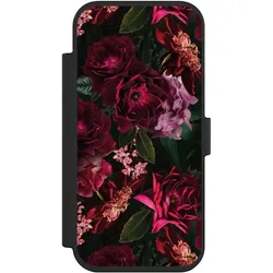 Nivocase Klapphülle für Apple iPhone Air Handyhülle aus Kunst Leder NIVOflip schwarz Blumen Blüte Rose (Apple iPhone Air), Smartphone Hülle, Schwarz