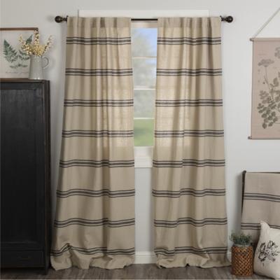 VHC Brands Mill House Stripe Black Panel Set of 2