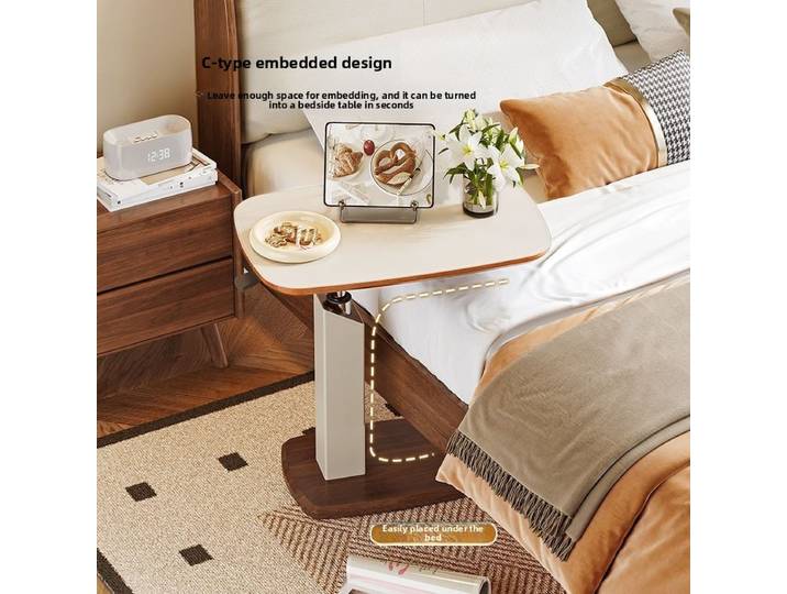 Table de lit d'appoint réglable multifonctionnelle, bureau rotatif réglable en hauteur pour ordinateur portable, mobilier de bureau d'étude à domicile