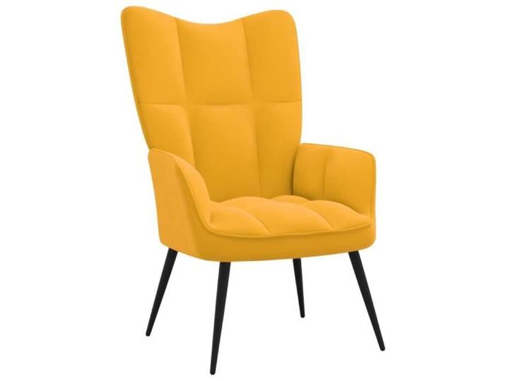 Fauteuil scandinave de relaxation MVS - Chaise de relaxation Jaune moutarde Velours 8 4 Kg