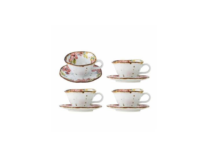 Bloomingville Savina kop en schotel roze set van 4 stuks
