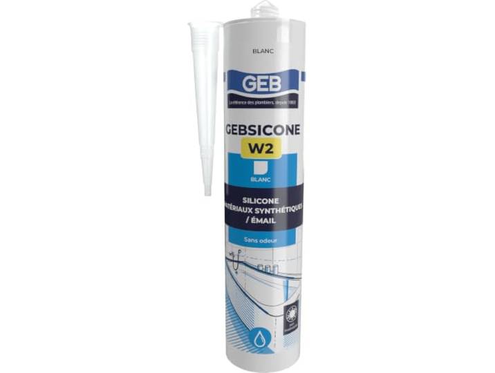 GEBSICONE W2 Blanc 310 ml – Mastic Silicone Neutre TOUS SUPPORTS – Verre\, Émail\, Acrylique\, Inox\, Pierre Naturelle – Sans Odeur\, Anti-Moisissures