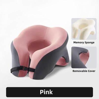 Uplifted Goods Portable Memory Foam U Shaped Neck Pillow For Travel And Rest pink