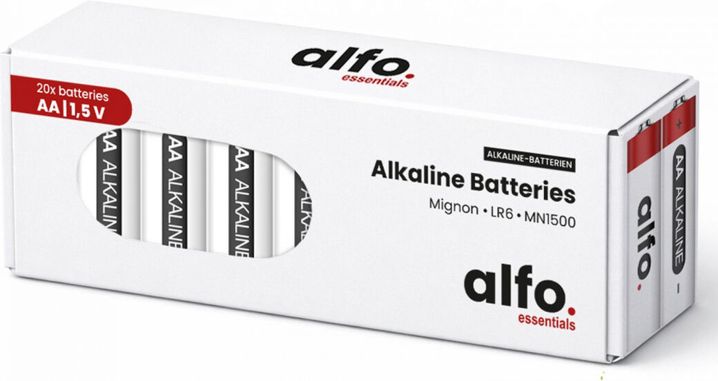 alfo. Piles alcalines AA LR6, boîte de 20