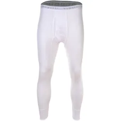 bugatti Herren Lange Unterhose - Feinripp, Eingriff, Baumwolle, einfarbig Weiß / M