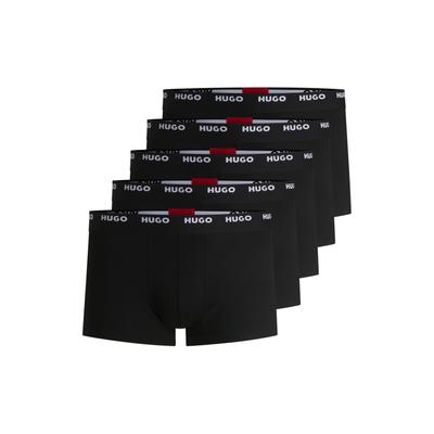 Trunk HUGO UNDERWEAR "TRUNK FIVE PACK", Herren, Gr. XL (54), 5 Stk., schwarz (schwarz001), Jersey, Obermaterial: 95% Baumwolle, 5% Elasthan, körpernah, Unterhosen, mit HUGO Logoschriftzug am Bund