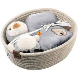 Steiff Geschenkset Lio Pinguin mit Rassel und Latz, grau