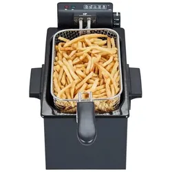 Continental Edison Fritteuse – – CEFR3BLK – 3 l – 2000 W – 1 Korb – Schwarz, Fritteuse, Schwarz