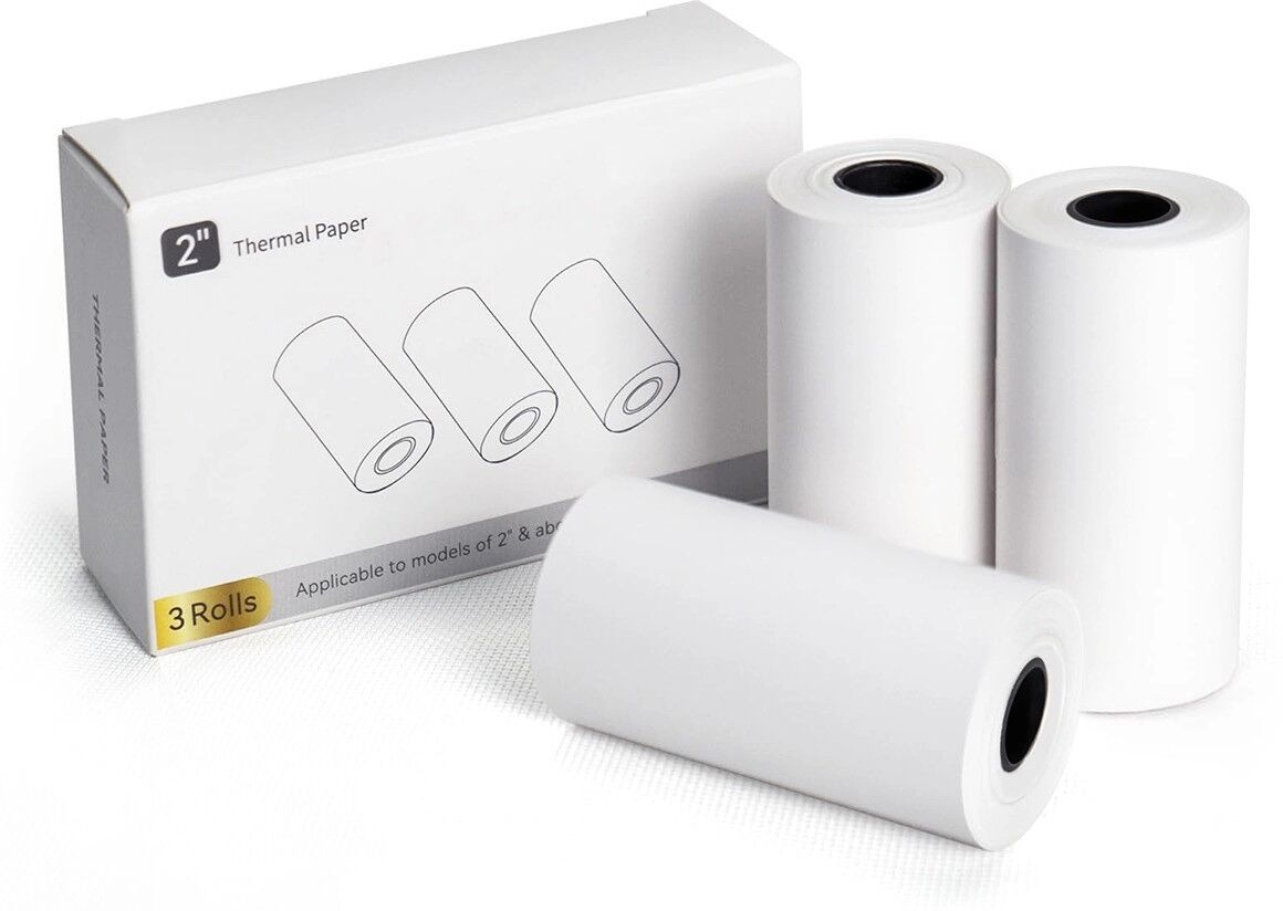 INF Rouleaux de papier thermique autocollant 2-inch - Impression haute résolution, résistant à la décoloration, 3 rouleaux de