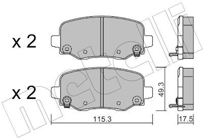 Metelli Bremsbelagsatz, Scheibenbremse 22-1002-0 Für Jeep