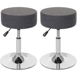 2er-Set Hocker MCW-C22, Sitzhocker Schminkhocker, höhenverstellbar Ø 35cm ~ Textil, grau