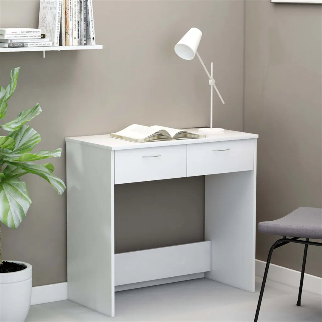 17 Stories Alixandrea Desk Workstation Corner Office Table Computer Desk Engineered Wood White