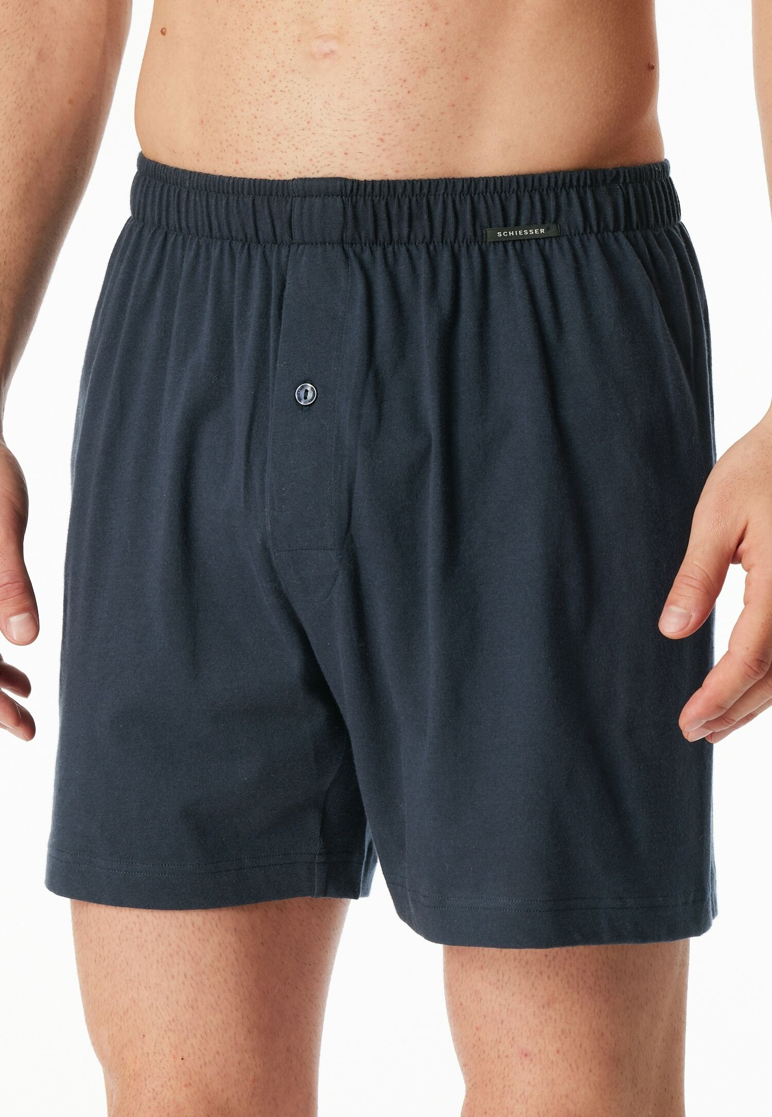 Boxershorts SCHIESSER "Boxershorts Multipacks", Herren, Gr. 6, Single Jersey, schwarz (908, sonstiges), Single Jersey, Obermaterial: 100% Baumwolle, unifarben, normal, Unterhosen Boxershorts, lockere Passform, mit Eingriff, Gummizug
