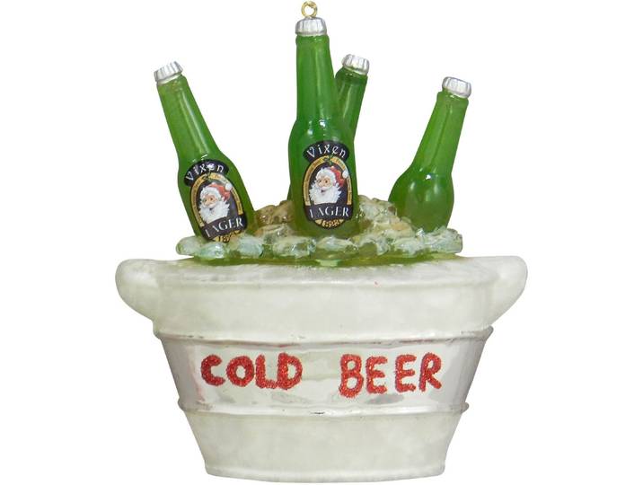 Christbaumschmuck KREBS GLAS LAUSCHA CBK70019, Weihnachtsdeko, Christbaumschmuck , bunt, Glas, Weihnachtsbaumschmuck, Christbaumschmuck, Eiskübel mit Bierflaschen
