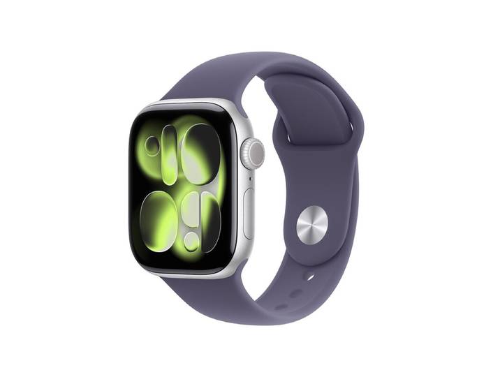 Apple Apple Watch Series 11 GPS 46 mm Boîtier en aluminium argent Bracelet sport brume violette - M/L