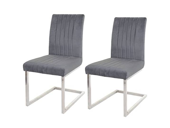 Mendler 2er-Set Freischwinger HWC-L14 Samt - dunkelgrau