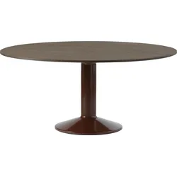 Midst Tisch 160 cm rund dunkle Eiche auf rotem Bein