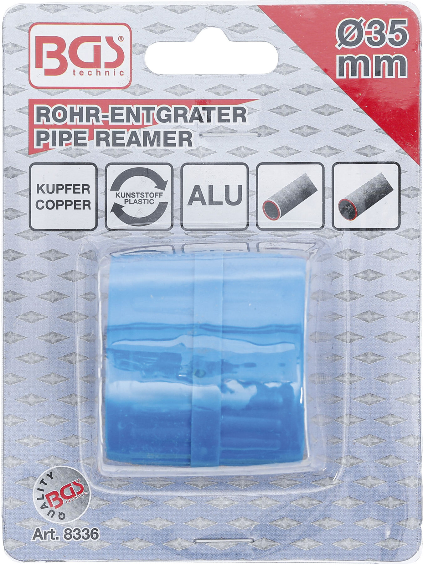 BGS technic Außen- / Innen-Entgrater aus Stahl mit Klinge und Kunststoffgriff für Rohre und Bleche, 8336)