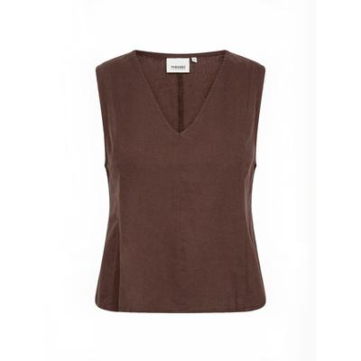 Funktionstop WASABI CONCEPT "Wasabi Concept Top WA-CORINNA", Damen, Gr. 44, braun (8694 hot fudge), Obermaterial: 55% Leinen, 45% Viskose, Tops