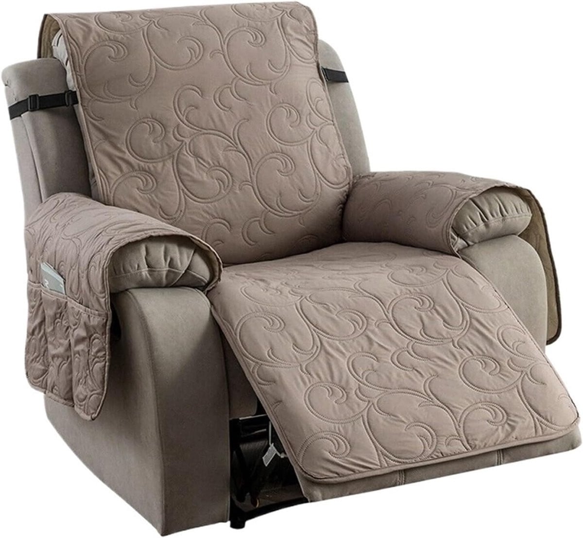 Grijs Pluche Stoelhoes voor Fauteuil - Maat M - Elastische Beschermhoes voor Meubels